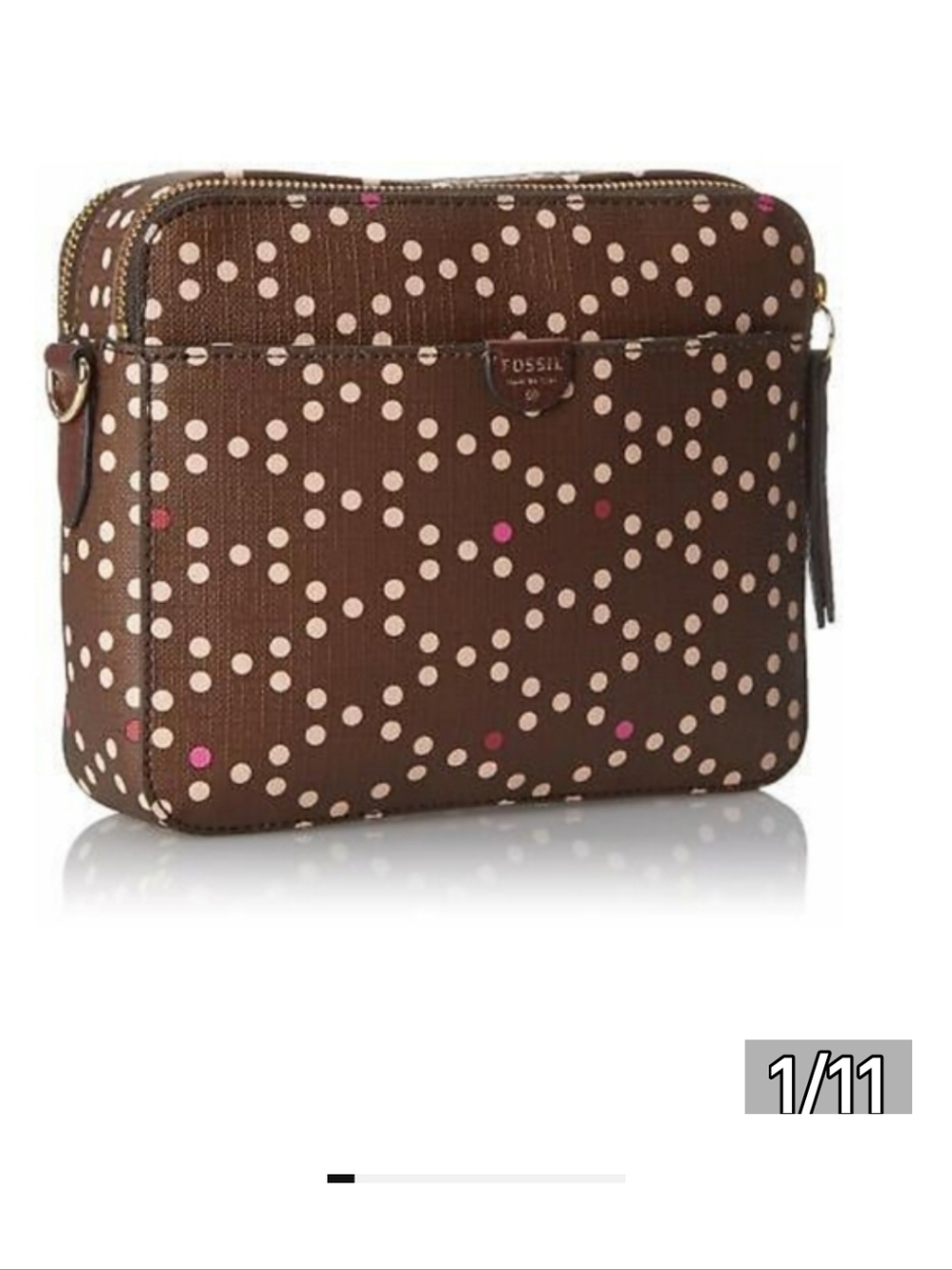 Fossil Brown Crossbody with Polka Dot Accent